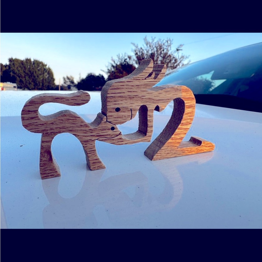 Wood stick woman with cat puzzle.